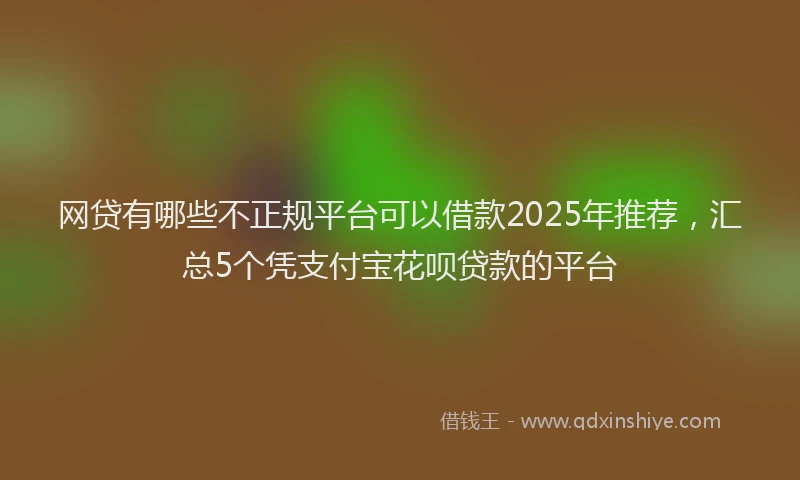 网贷有哪些不正规平台可以借款2025年推荐，汇总5个凭支付宝花呗贷款的平台