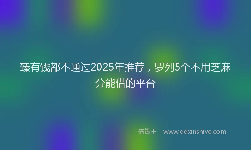臻有钱都不通过2025年推荐，罗列5个不用芝麻分能借的平台