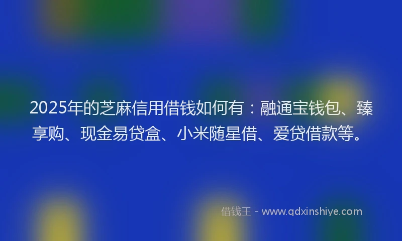 2025年的芝麻信用借钱如何有：融通宝钱包、臻享购、现金易贷盒、小米随星借、爱贷借款等。