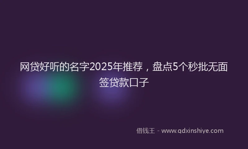 网贷好听的名字2025年推荐，盘点5个秒批无面签贷款口子