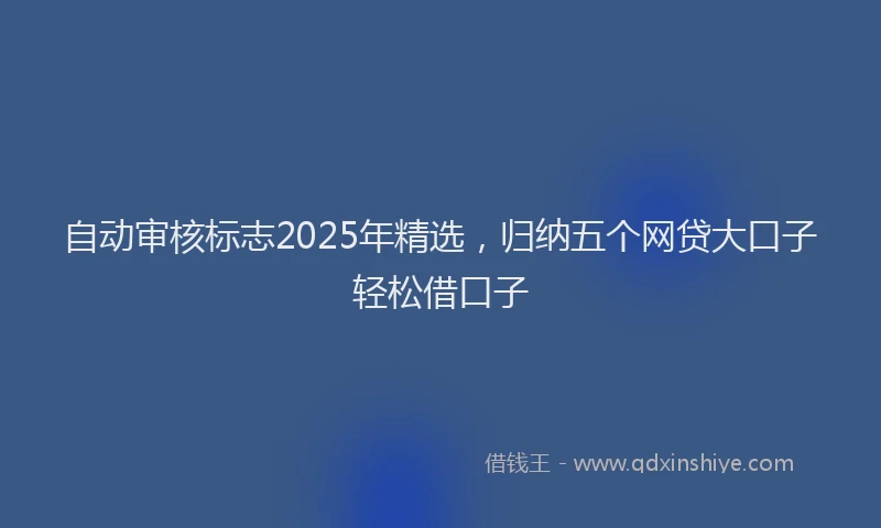 自动审核标志2025年精选，归纳五个网贷大口子轻松借口子