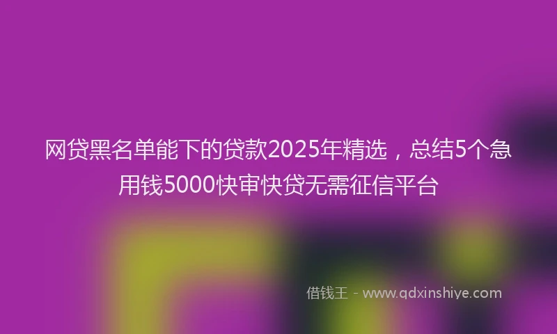 网贷黑名单能下的贷款2025年精选，总结5个急用钱5000快审快贷无需征信平台