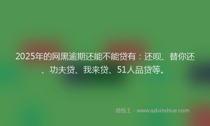 2025年的网黑逾期还能不能贷有：还呗、替你还、功夫贷、我来贷、51人品贷等。