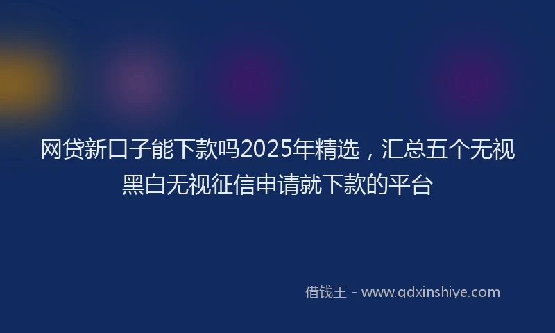 网贷新口子能下款吗2025年精选，汇总五个无视黑白无视征信申请就下款的平台