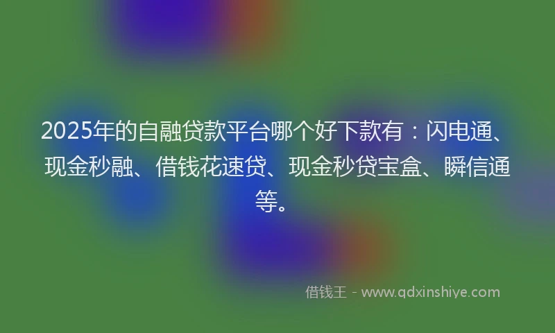 2025年的自融贷款平台哪个好下款有：闪电通、现金秒融、借钱花速贷、现金秒贷宝盒、瞬信通等。