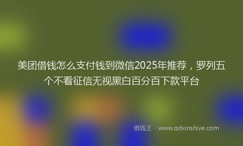 美团借钱怎么支付钱到微信2025年推荐，罗列五个不看征信无视黑白百分百下款平台