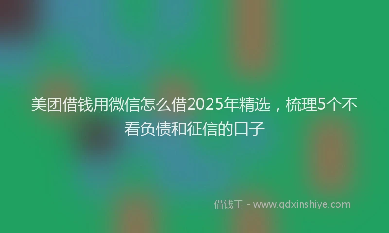美团借钱用微信怎么借2025年精选，梳理5个不看负债和征信的口子
