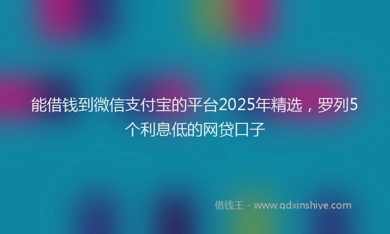 能借钱到微信支付宝的平台2025年精选，罗列5个利息低的网贷口子