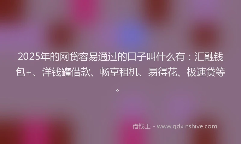 2025年的网贷容易通过的口子叫什么有：汇融钱包+、洋钱罐借款、畅享租机、易得花、极速贷等。