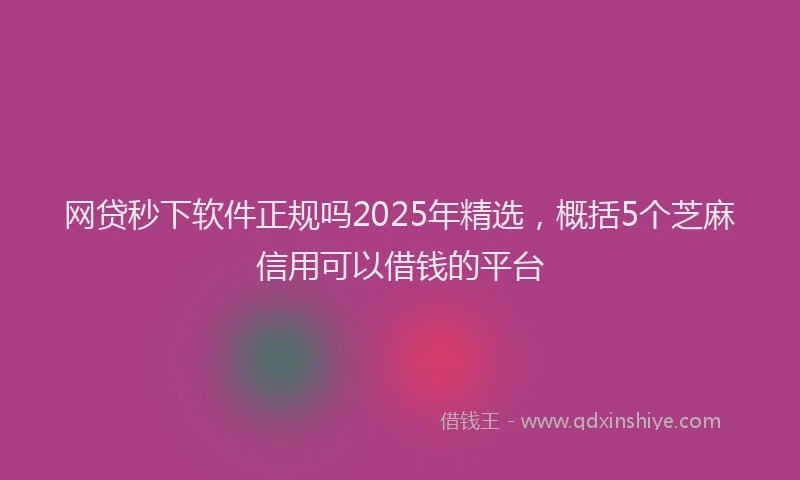 网贷秒下软件正规吗2025年精选，概括5个芝麻信用可以借钱的平台