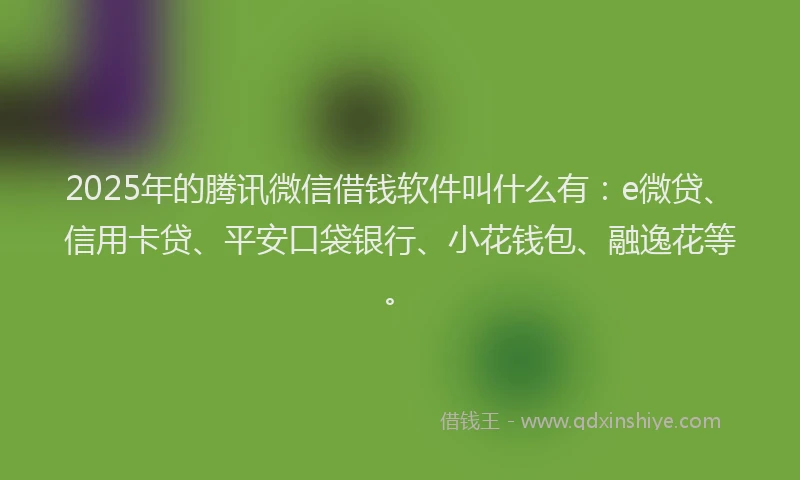 2025年的腾讯微信借钱软件叫什么有：e微贷、信用卡贷、平安口袋银行、小花钱包、融逸花等。