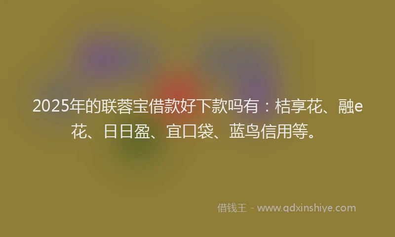 2025年的联蓉宝借款好下款吗有：桔享花、融e花、日日盈、宜口袋、蓝鸟信用等。
