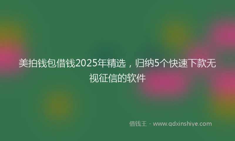 美拍钱包借钱2025年精选，归纳5个快速下款无视征信的软件