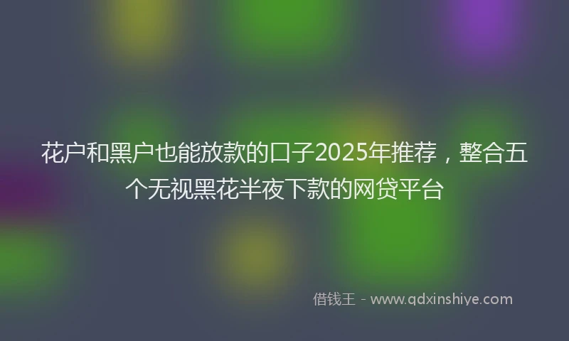 花户和黑户也能放款的口子2025年推荐，整合五个无视黑花半夜下款的网贷平台