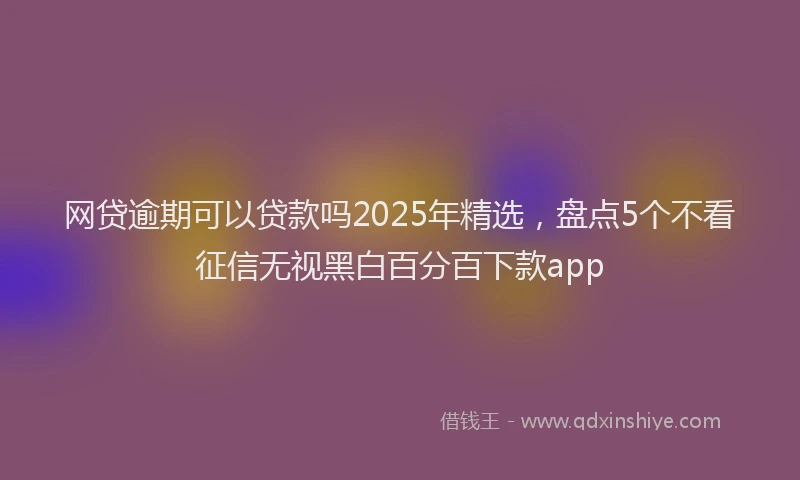 网贷逾期可以贷款吗2025年精选，盘点5个不看征信无视黑白百分百下款app