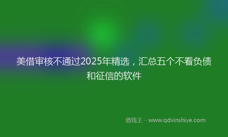 美借审核不通过2025年精选，汇总五个不看负债和征信的软件
