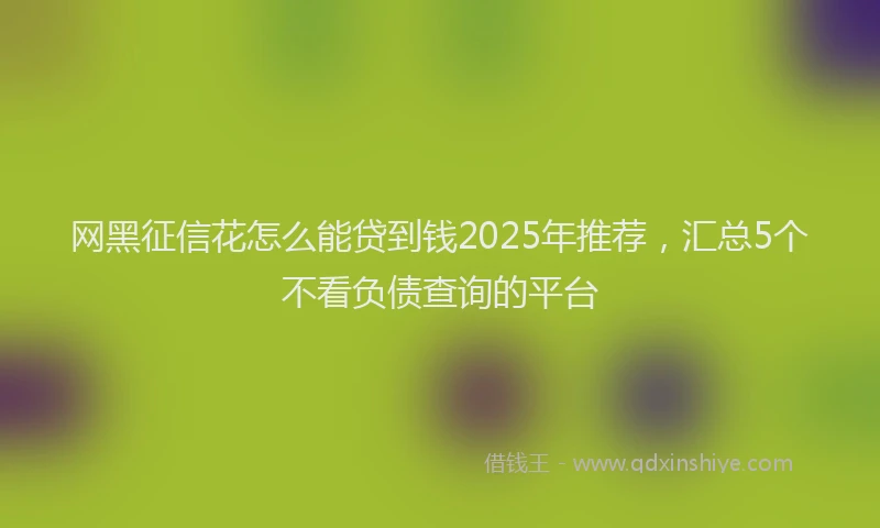 网黑征信花怎么能贷到钱2025年推荐，汇总5个不看负债查询的平台