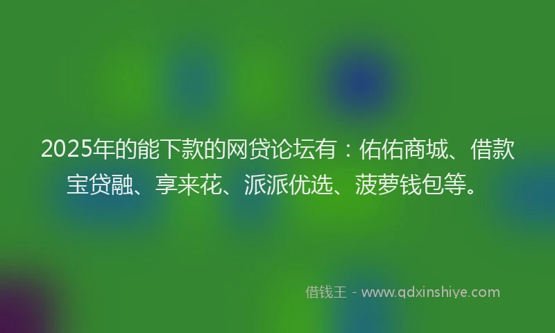 2025年的能下款的网贷论坛有：佑佑商城、借款宝贷融、享来花、派派优选、菠萝钱包等。