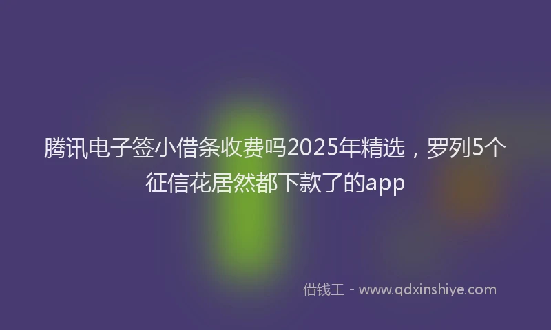 腾讯电子签小借条收费吗2025年精选，罗列5个征信花居然都下款了的app