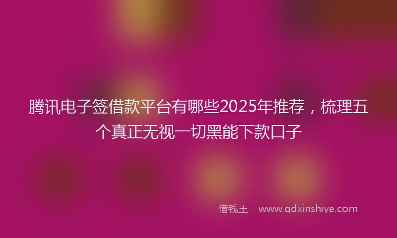 腾讯电子签借款平台有哪些2025年推荐，梳理五个真正无视一切黑能下款口子