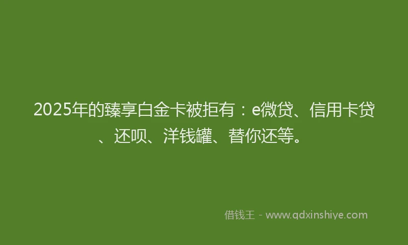 2025年的臻享白金卡被拒有：e微贷、信用卡贷、还呗、洋钱罐、替你还等。