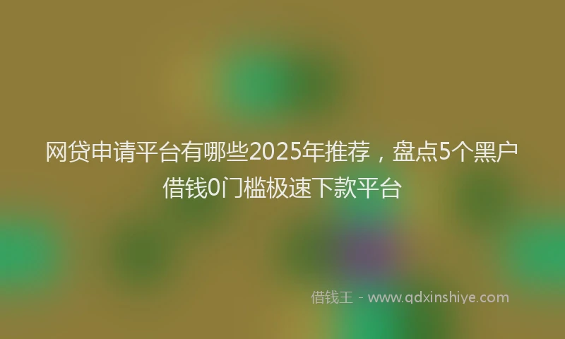 网贷申请平台有哪些2025年推荐，盘点5个黑户借钱0门槛极速下款平台
