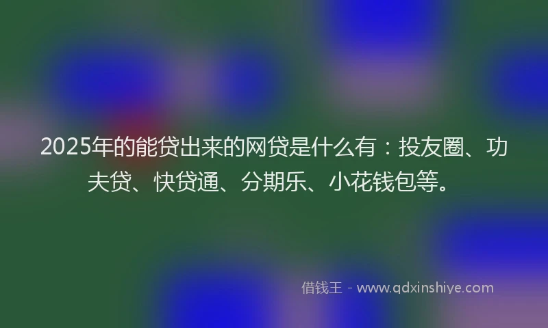 2025年的能贷出来的网贷是什么有：投友圈、功夫贷、快贷通、分期乐、小花钱包等。
