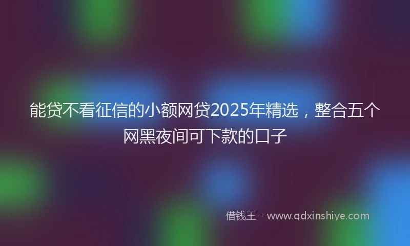 能贷不看征信的小额网贷2025年精选，整合五个网黑夜间可下款的口子