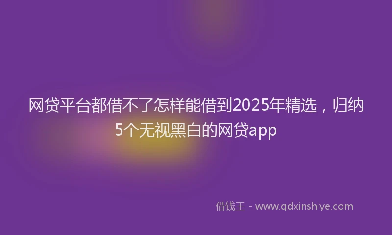 网贷平台都借不了怎样能借到2025年精选，归纳5个无视黑白的网贷app