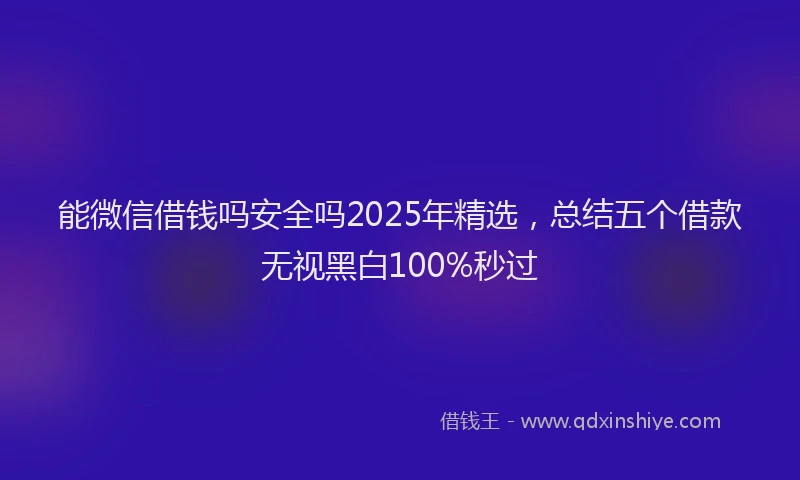 能微信借钱吗安全吗2025年精选，总结五个借款无视黑白100%秒过