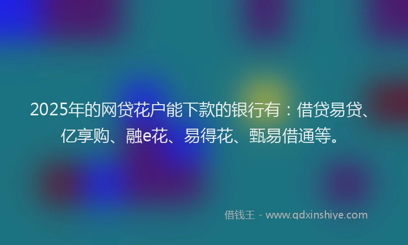 2025年的网贷花户能下款的银行有：借贷易贷、亿享购、融e花、易得花、甄易借通等。