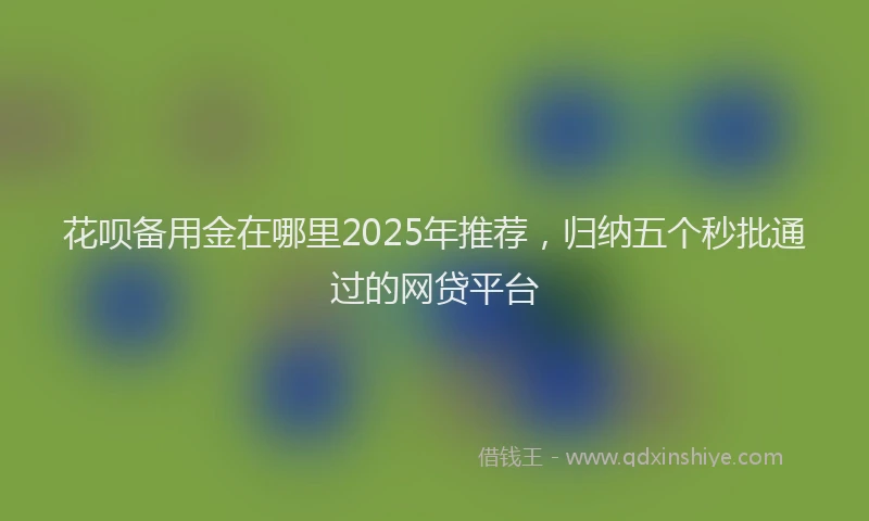 花呗备用金在哪里2025年推荐，归纳五个秒批通过的网贷平台