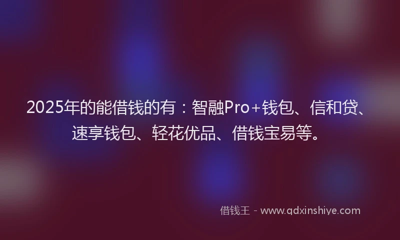 2025年的能借钱的有：智融Pro+钱包、信和贷、速享钱包、轻花优品、借钱宝易等。