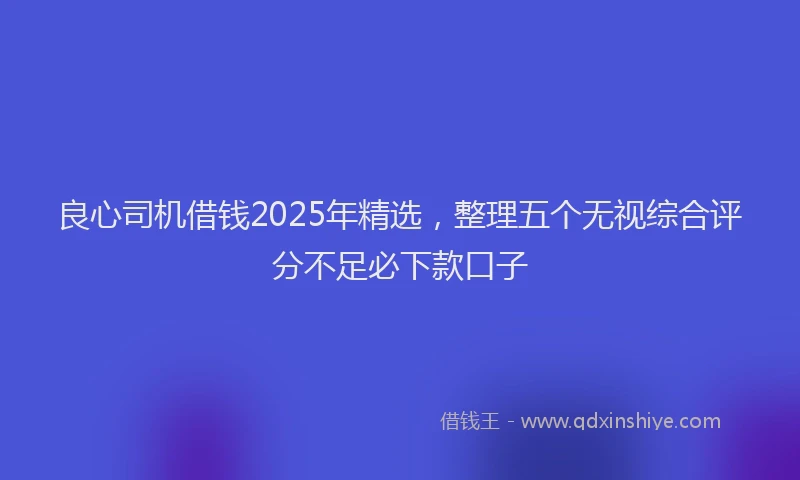 良心司机借钱2025年精选，整理五个无视综合评分不足必下款口子