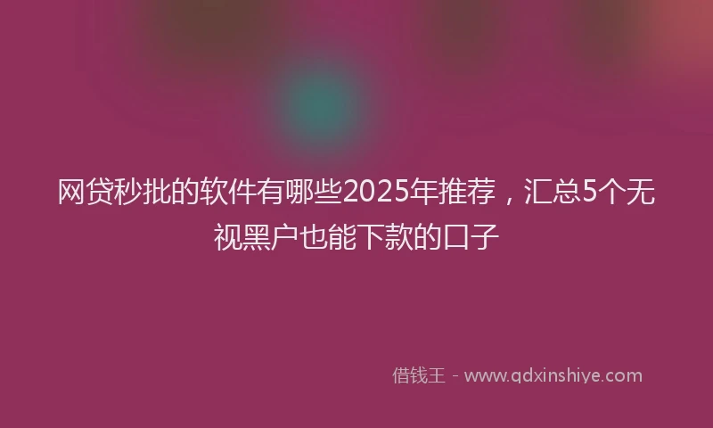 网贷秒批的软件有哪些2025年推荐，汇总5个无视黑户也能下款的口子