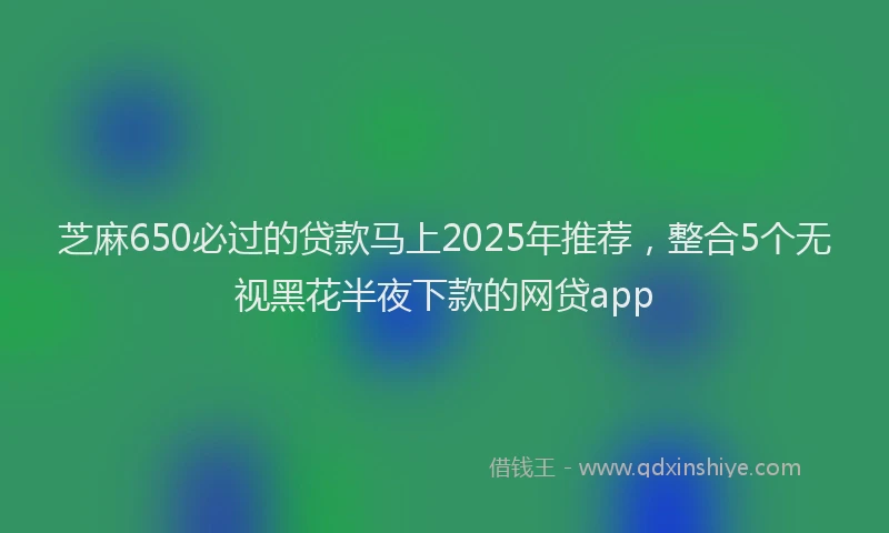 芝麻650必过的贷款马上2025年推荐，整合5个无视黑花半夜下款的网贷app