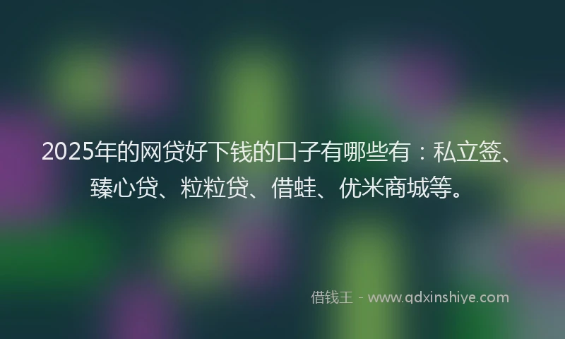 2025年的网贷好下钱的口子有哪些有：私立签、臻心贷、粒粒贷、借蛙、优米商城等。