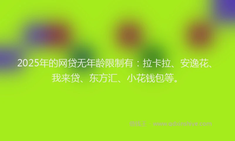2025年的网贷无年龄限制有：拉卡拉、安逸花、我来贷、东方汇、小花钱包等。