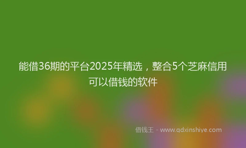 能借36期的平台2025年精选，整合5个芝麻信用可以借钱的软件