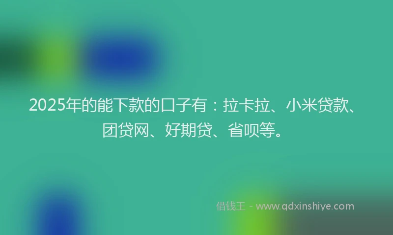 2025年的能下款的口子有：拉卡拉、小米贷款、团贷网、好期贷、省呗等。