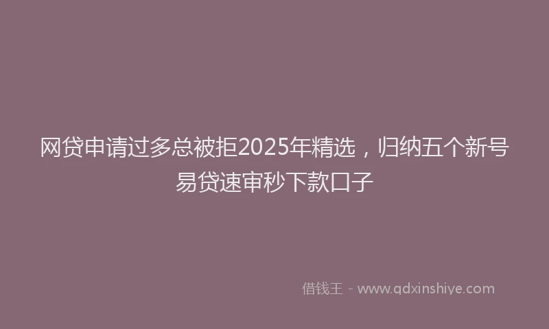 网贷申请过多总被拒2025年精选，归纳五个新号易贷速审秒下款口子