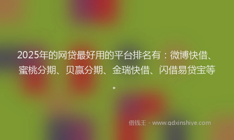 2025年的网贷最好用的平台排名有：微博快借、蜜桃分期、贝赢分期、金瑞快借、闪借易贷宝等。