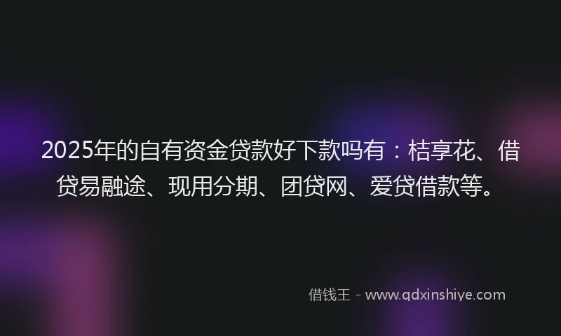 2025年的自有资金贷款好下款吗有：桔享花、借贷易融途、现用分期、团贷网、爱贷借款等。