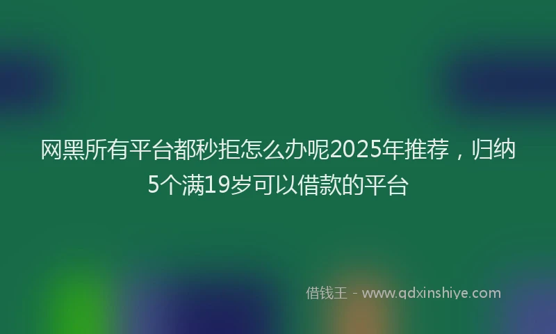 网黑所有平台都秒拒怎么办呢2025年推荐，归纳5个满19岁可以借款的平台