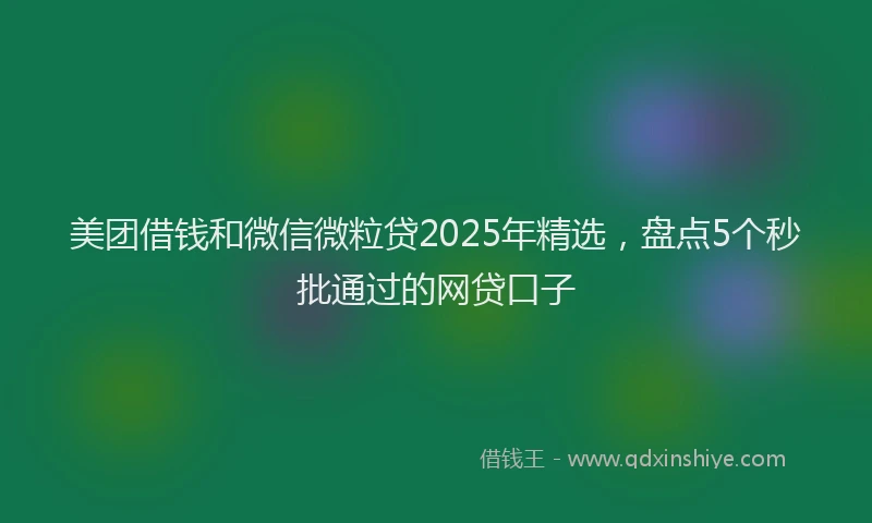 美团借钱和微信微粒贷2025年精选，盘点5个秒批通过的网贷口子