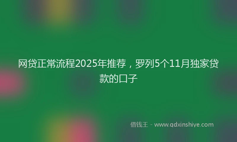 网贷正常流程2025年推荐，罗列5个11月独家贷款的口子