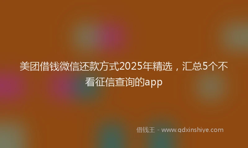 美团借钱微信还款方式2025年精选，汇总5个不看征信查询的app