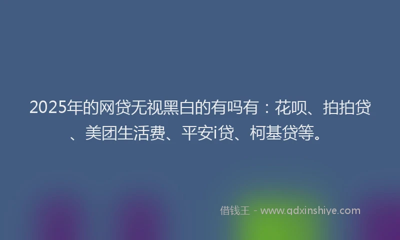 2025年的网贷无视黑白的有吗有：花呗、拍拍贷、美团生活费、平安i贷、柯基贷等。