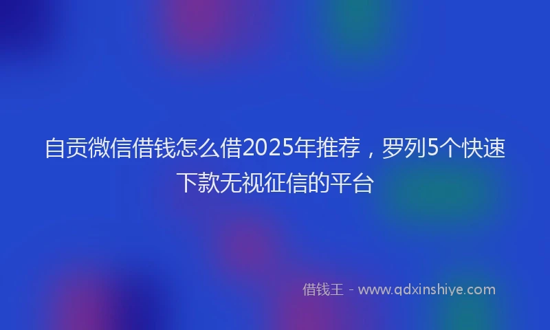 自贡微信借钱怎么借2025年推荐，罗列5个快速下款无视征信的平台