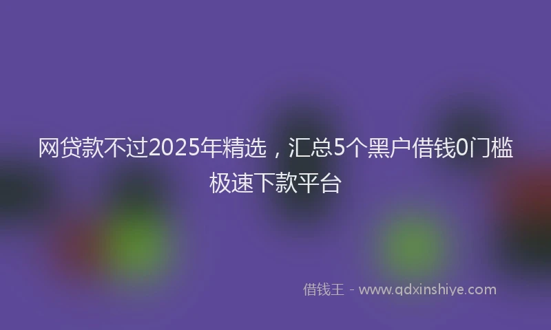 网贷款不过2025年精选，汇总5个黑户借钱0门槛极速下款平台